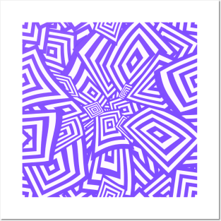 Funky Purple Psychedelic Warped Squares Posters and Art